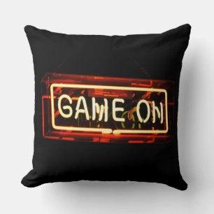Game On Neon Sign Sports Gaming Gamer Cushion