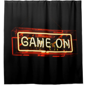 Game On Neon Sign Sports Gaming Gamer Shower Curtain
