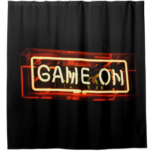 Game On Neon Sign Sports Gaming Gamer Shower Curtain (Front)