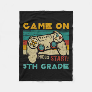 Game On Press Start 5th Grade Gamer Back To School Fleece Blanket