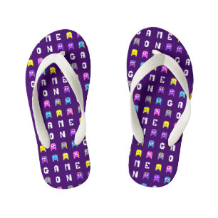 Game on purple pink gamers alien pattern kid's thongs