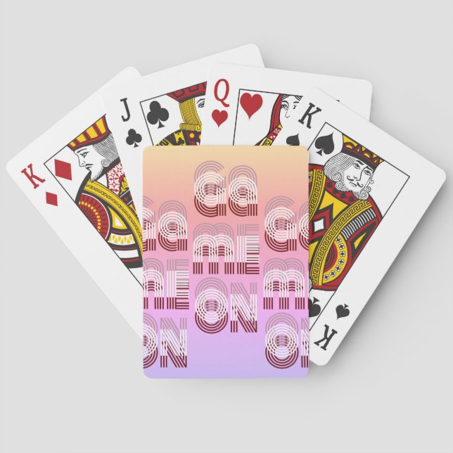 Game On | Retro Typography Pink Lilac Peach Playing Cards (Back)
