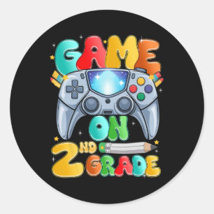 Game On Second 2nd Grade Back To School Level Unlo Classic Round Sticker
