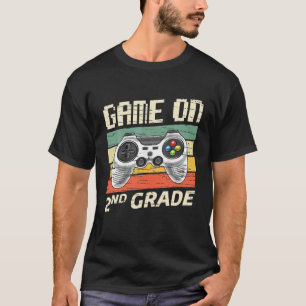 Game On Second 2Nd Grade Retro Vintage Gamer Back T-Shirt
