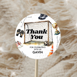 Game On Soccer Birthday Party Classic Round Sticker