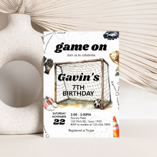 Game On Soccer Birthday Party Invitation