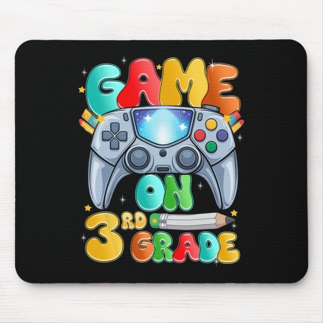 Game On Third 3rd Grade Back To School Level Unloc Mouse Pad (Front)