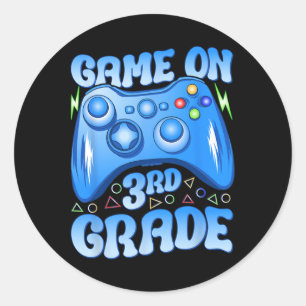 Game On Third Grade Ck To School Video Games Boys  Classic Round Sticker