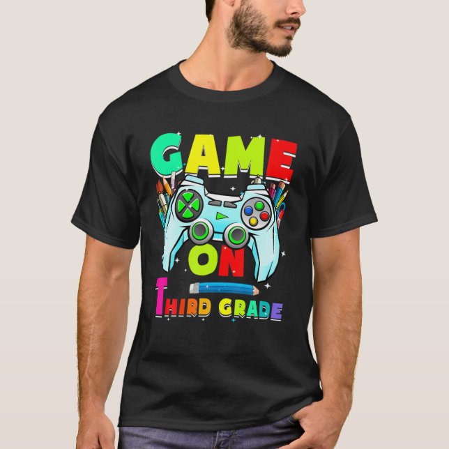 Game On Third Grade Controller Gamer Birthday Boy T-Shirt (Front)
