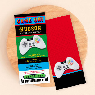 Game On Ticket Birthday Party Invitation