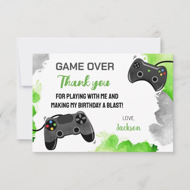 Game On Time Level Up Video Game Thank You Cards (Front)