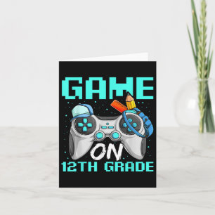 Game On Twelfth Grade Shirts, Funny Gamer Boy Back Card