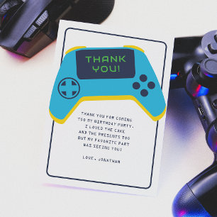 Game On Video Game Boy Birthday Thank You Card