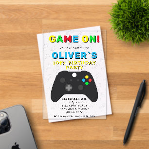 Game On Video Game Controller Gaming Birthday Acrylic Invitations