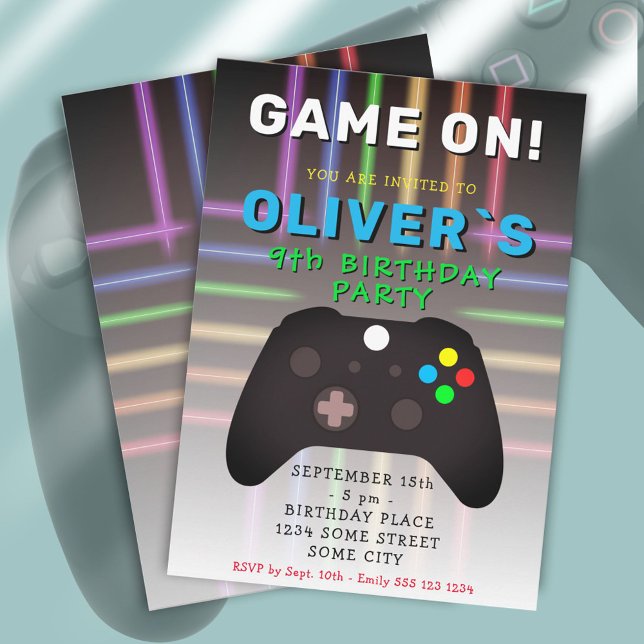 Game On Video Game Controller Gaming Birthday  Invitation (Creator Uploaded)