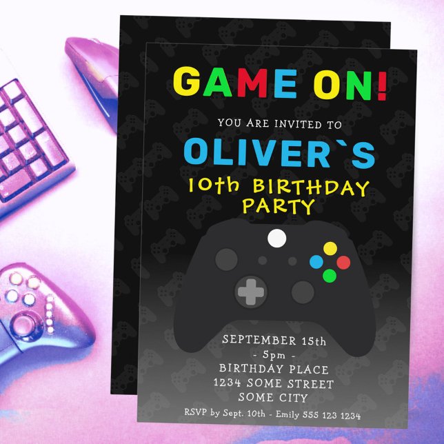 Game On Video Game Controller Gaming Birthday Invitation (Creator Uploaded)