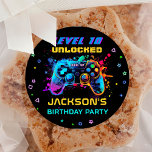 Game On Video Game Level Up Kids Birthday Classic Round Sticker<br><div class="desc">Game On Video Game Level Up Kids Birthday Classic Round Sticker</div>