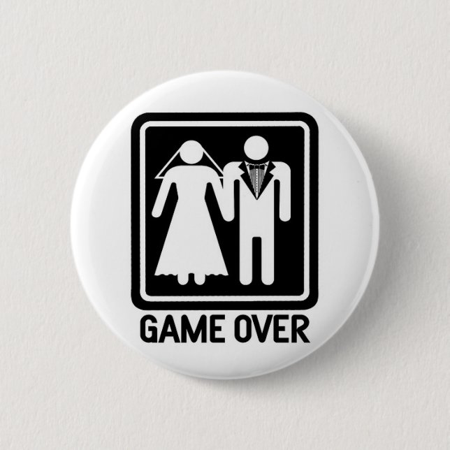 game over 6 cm round badge (Front)