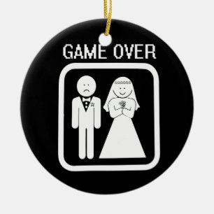 GAME OVER  Bachelor Party Wedding Groomsman Humour Ceramic Ornament