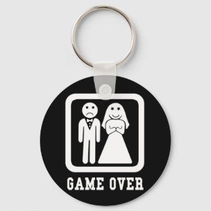 Game Over   Bachelor Stag Party Gift (Black/White) Key Ring