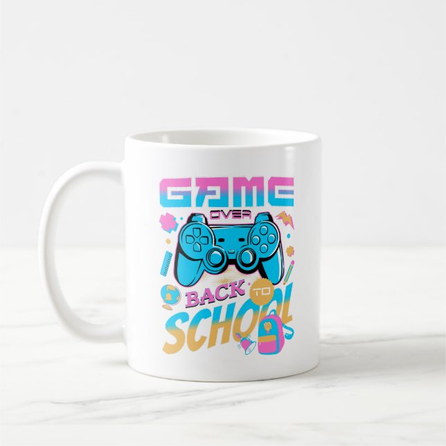 Game Over Back To School Happy First Day Of School Coffee Mug (Left)