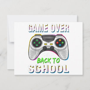 Game Over Back To School Shirt Funny Kids First Da Thank You Card