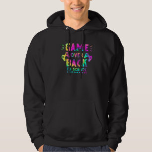Game Over Back To School Tie Dye Gamer Boys Kids Hoodie