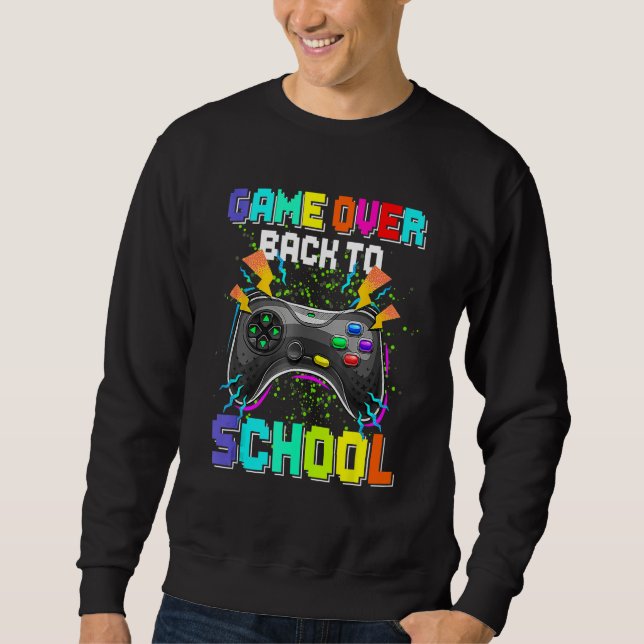 Game Over Back To School Video Game Leveled Up Boy Sweatshirt (Front)