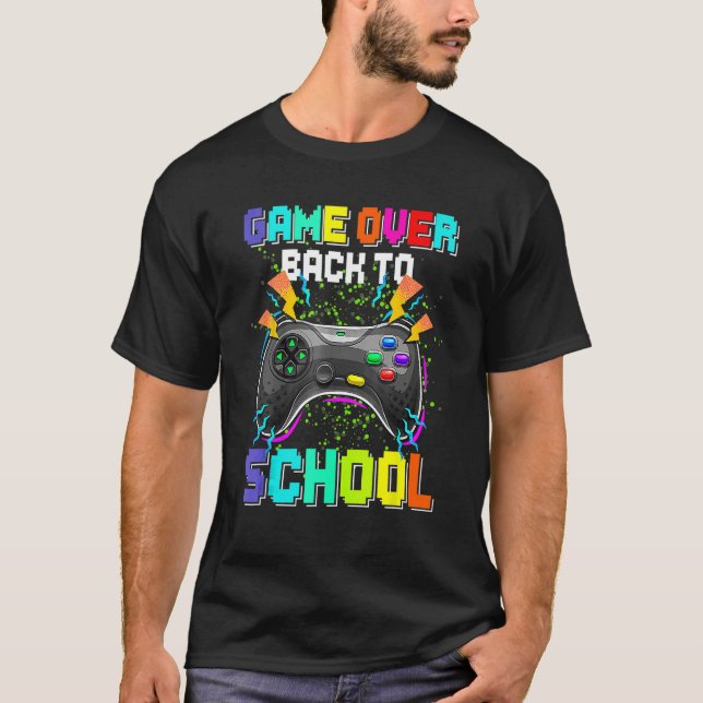Game Over Back To School Video Game Leveled Up Boy T-Shirt (Front)
