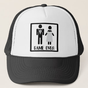 game over bridal couple icon trucker hat