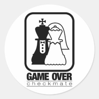 Game Over Check Mate Classic Round Sticker