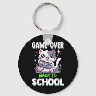 Game Over Ck To School Funny Cute Cat Gamer For Ki Key Ring