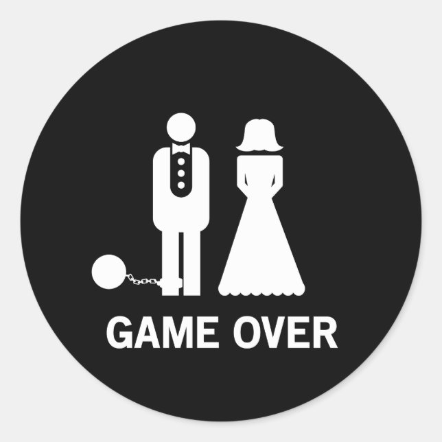 Game Over Classic Round Sticker (Front)