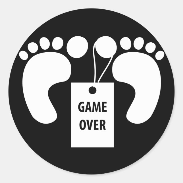 Game over classic round sticker (Front)