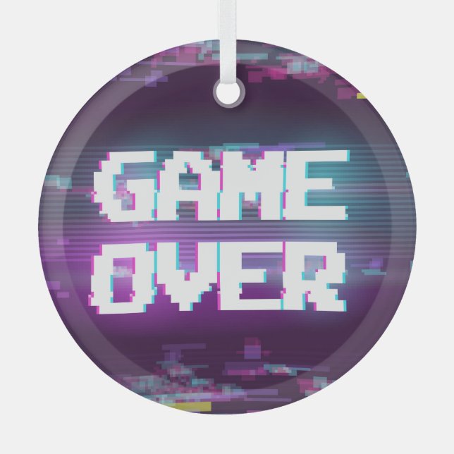Game over concept, glitch effect. glass tree decoration (Front)