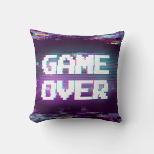 Game over concept illustration with glitch effect. cushion