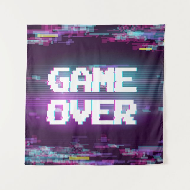Game over concept illustration with glitch effect. tapestry (Front)