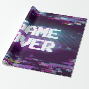 Game over concept illustration with glitch effect. wrapping paper