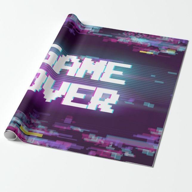 Game over concept illustration with glitch effect. wrapping paper (Unrolled)