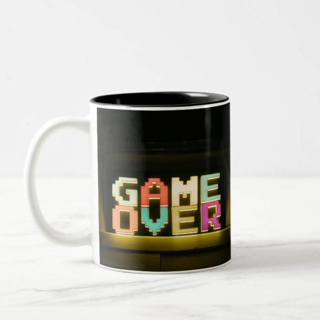 Game Over Cute Simple Pixel Art Pixel Arts Easy De Two-Tone Coffee Mug (Left)