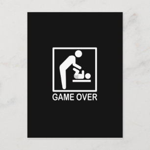 Game Over Dad Funny Pictogram Postcard