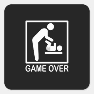 Game Over Dad Funny Pictogram Square Sticker