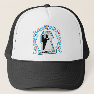 Game Over Deco Wedding Bride and Groom Trucker Hat