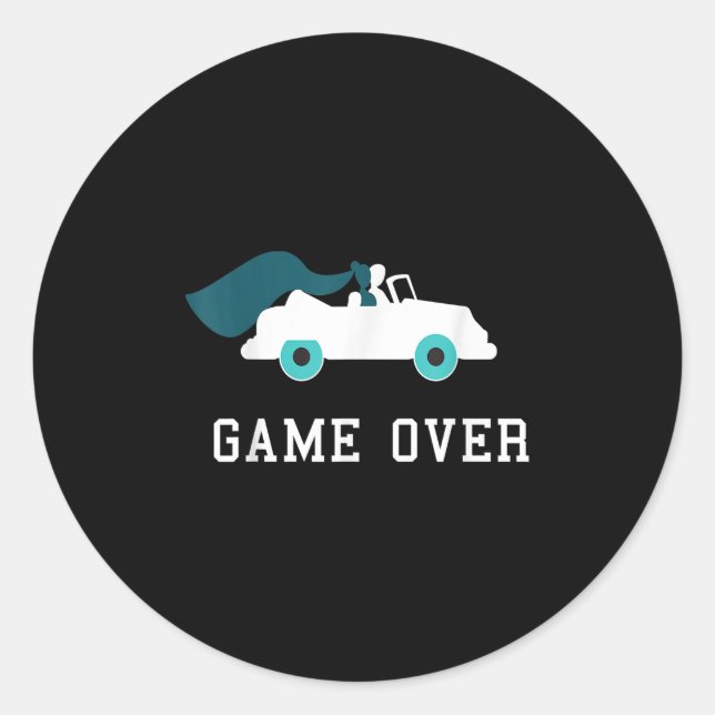 Game Over, Funny Bride Groom Bachelorette  Classic Round Sticker (Front)