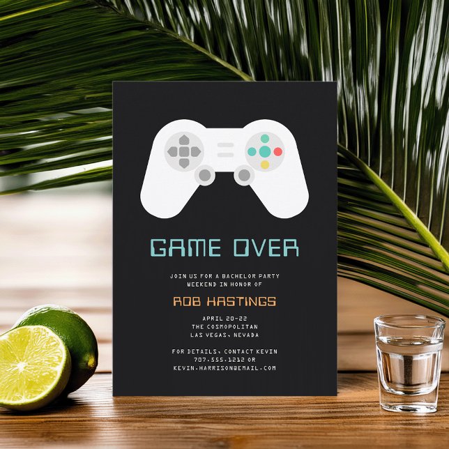 Game Over | Funny Gaming Theme Bachelor Party Invitation (Creator Uploaded)