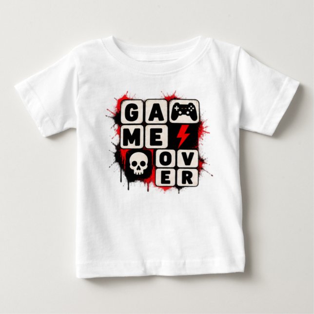 Game Over – Funny Gaming Typography T-Shirt (Front)