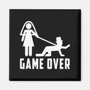Game over funny newlyweds humour casual wedding magnet