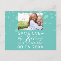 Game Over Funny Save The Date Wedding Aqua Photo
