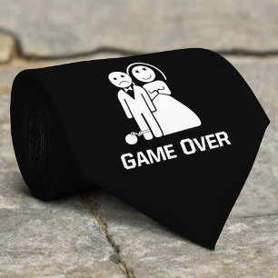 Game Over Funny Wedding Saying Black And White Tie