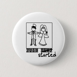 game over game started wedding t-shirt 6 cm round badge